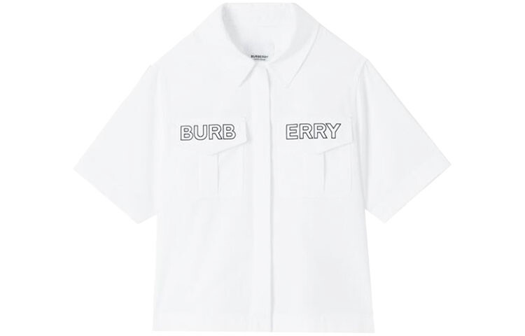 

Рубашка детская Burberry с логотипом на карманах, белый