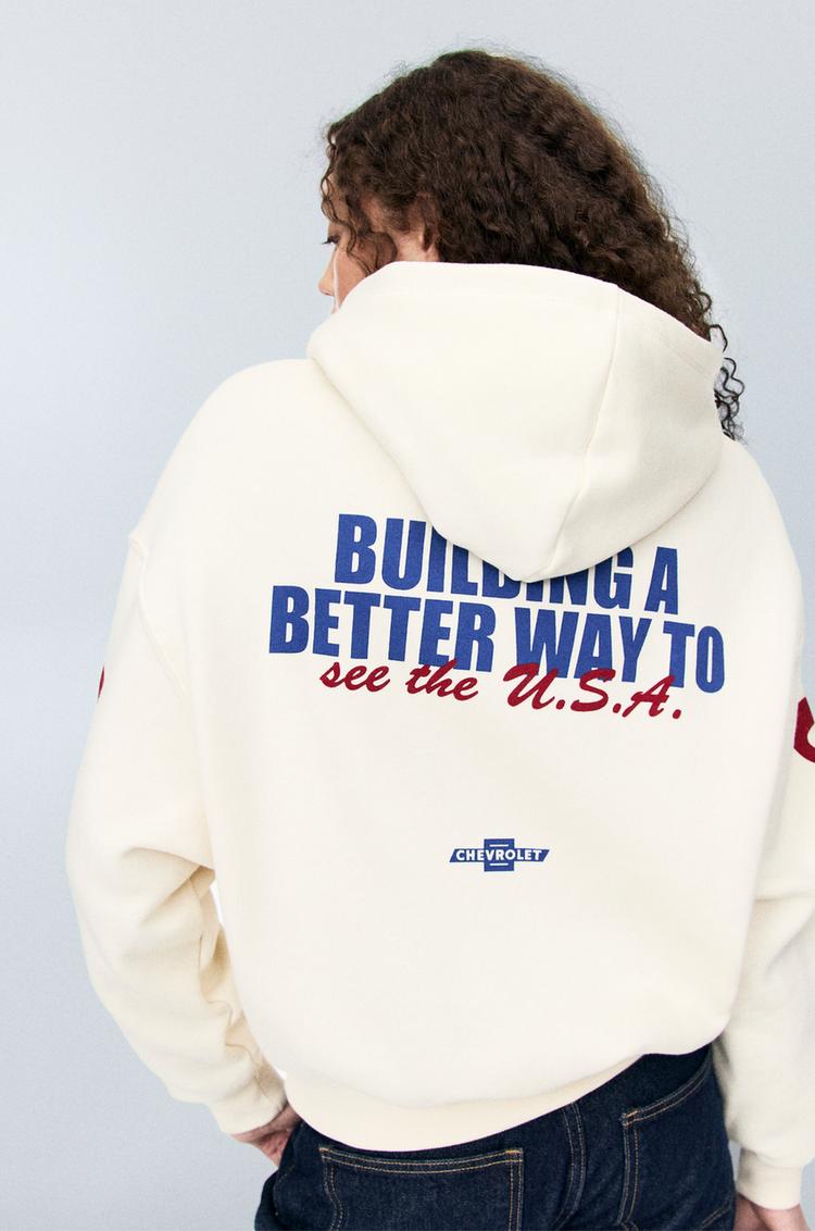 

Шевроле толстовка с капюшоном Pull And Bear, белый