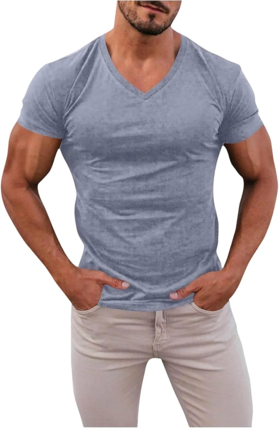 

Мужская футболка V-образного выреза Henley для тренировок ZWSPTO