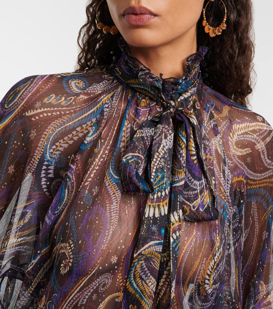Блузка из смесового шелка с узором пейсли Etro, Print On Black Base — фото 4