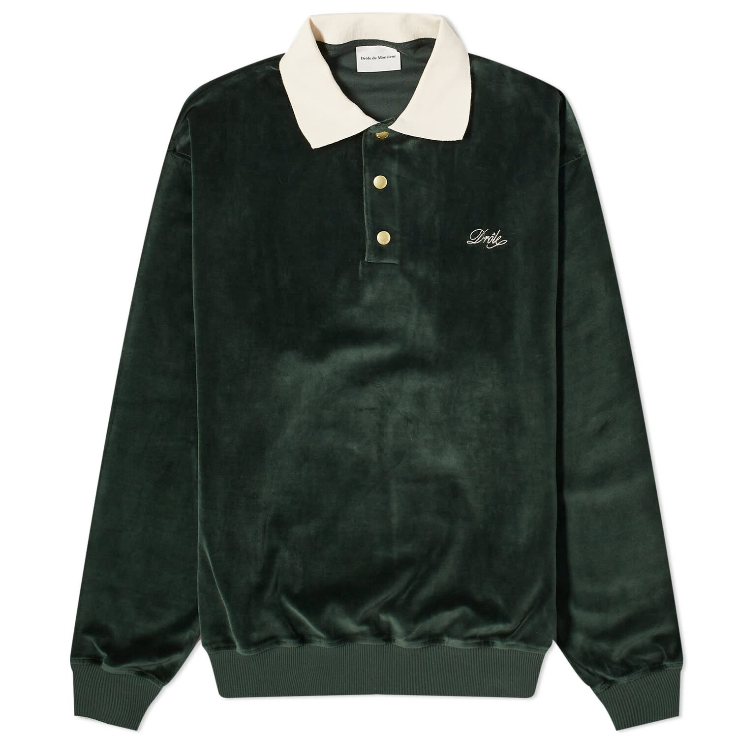 

Поло Drôle De Monsieur Presented By End. Embroidered Velvet Fleece, зеленый
