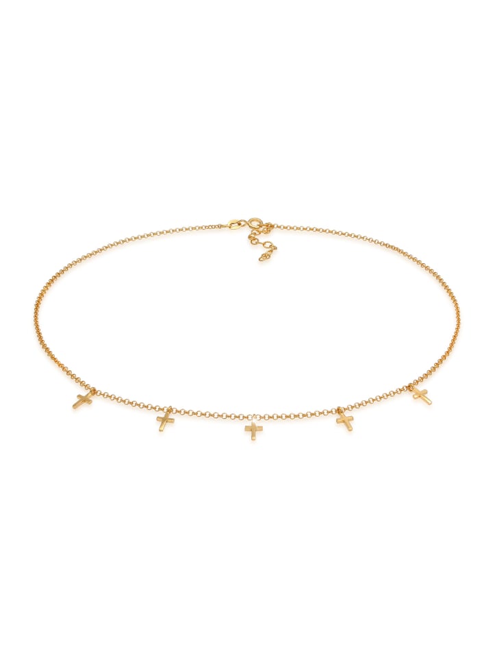 

Elli Колье с крестом из серебра 925 пробы в золотой оправе