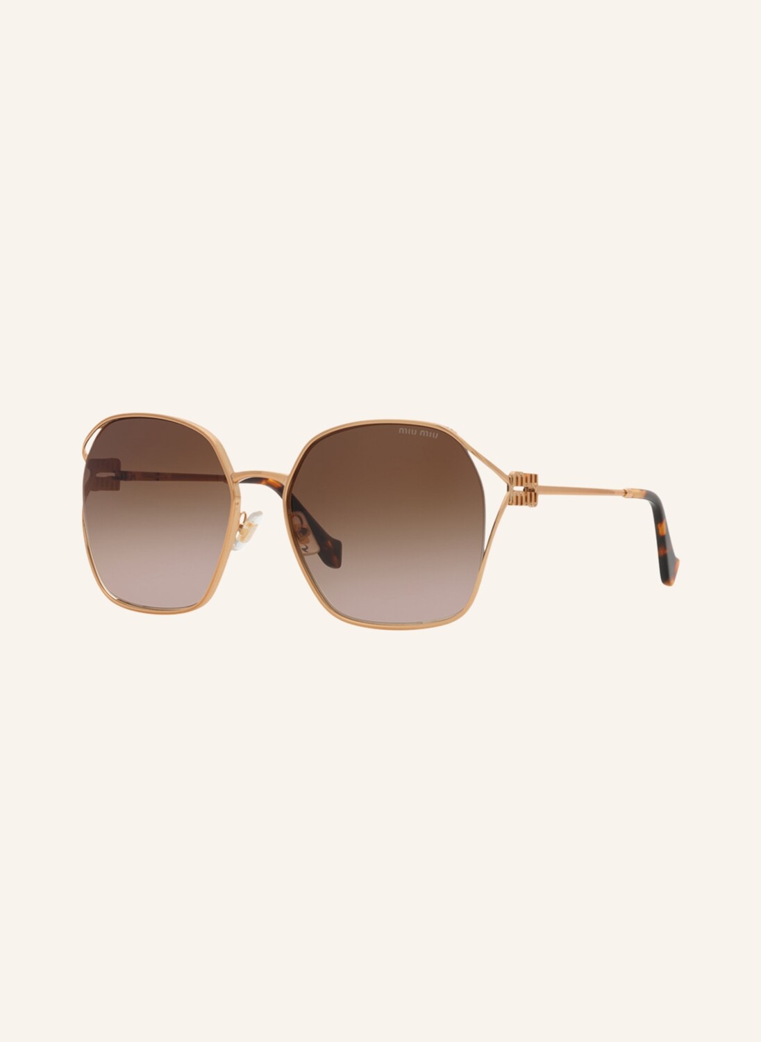 

Солнцезащитные очки mu52ws MIU MIU, цвет 7OE6S1 - GOLD/BRAUN VERLAUF