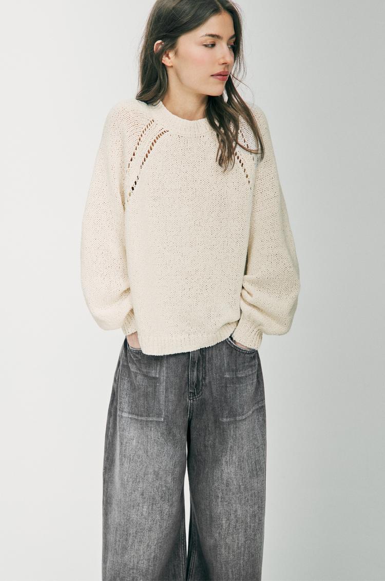 

Свитер ажурной вязки Pull And Bear, экрю