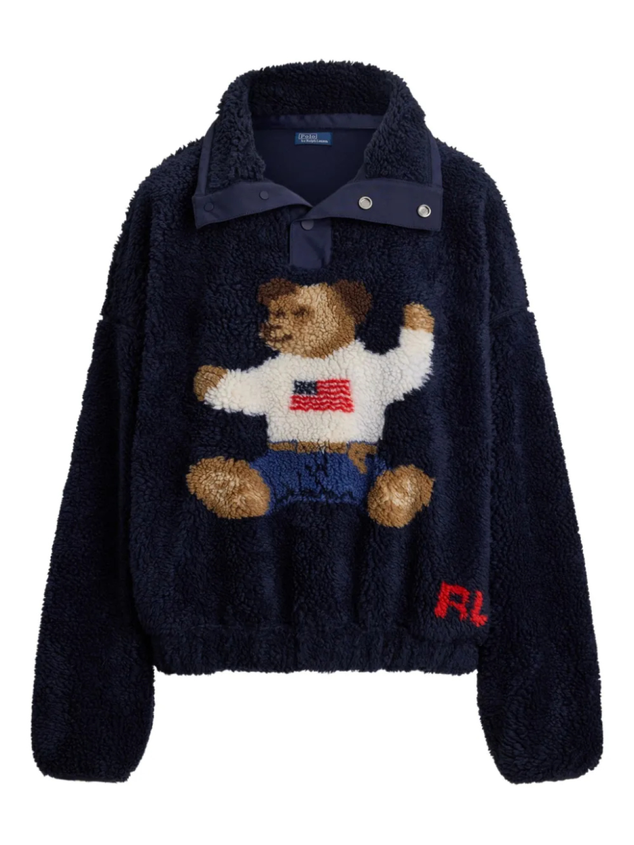 

Polo Ralph Lauren Polo Bear толстовка поло с флисовой текстурой, синий