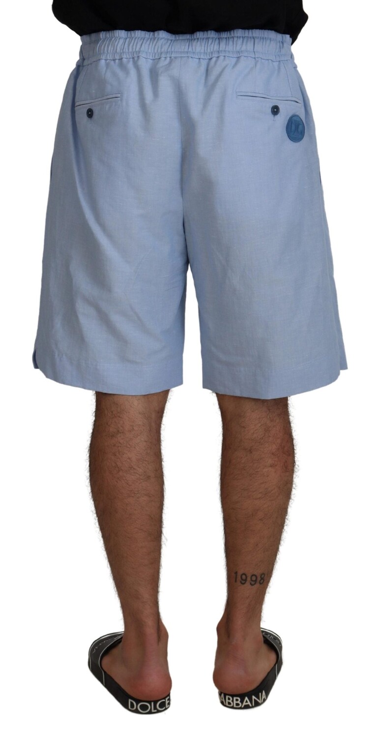 

Dolce & Gabbana Элегантные летние мужские шорты из льна и хлопка, цвет Light Blue