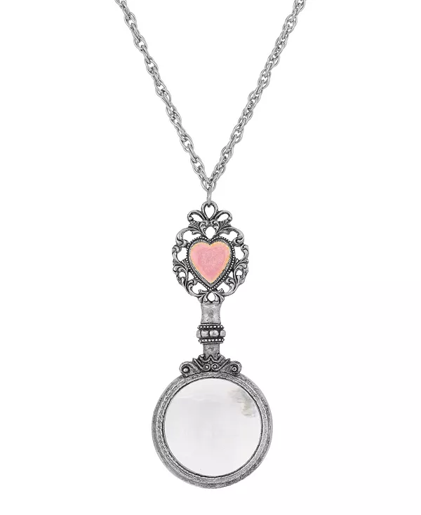 

Ожерелье с подвеской в виде розового оловянного сердца с увеличительным стеклом 2028, pink