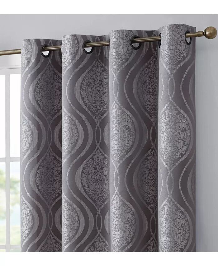 

Montero Damask 100% полное затемнение, теплоизоляция, энергоэффективность, блокирующая тепло/холод, втулка, тяжелые шторы, драпировочные панели для гостиной, 2 панели HLC.me, серый