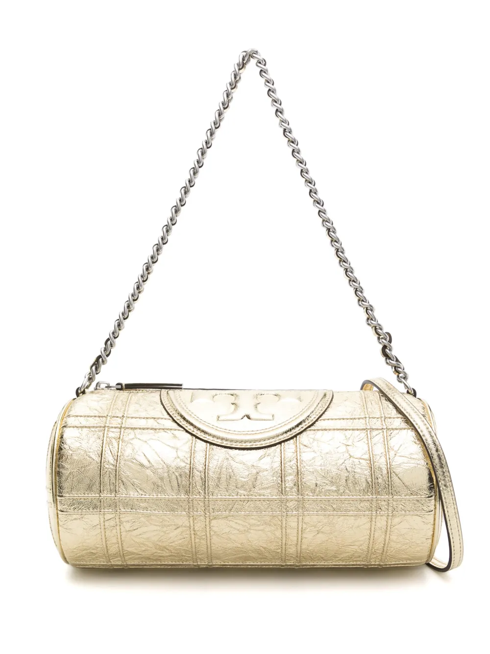 

Сумка-тоут Fleming с эффектом металлик Tory Burch, золотой