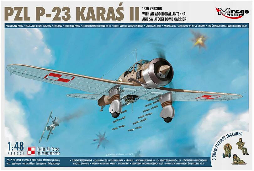 

Набор модели Mirage, Pzl P-23 Karaś Ii 1/14