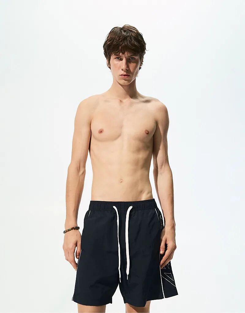 

Шорты для серфинга Pull&Bear Stwd с полосками по бокам черного цвета