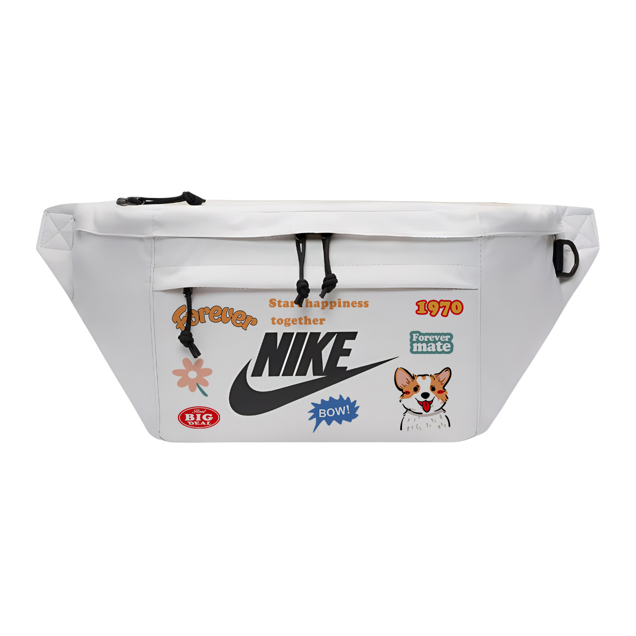 

Nike Одноплечевая набедренная сумка через плечо унисекс белая, Painted Corgi