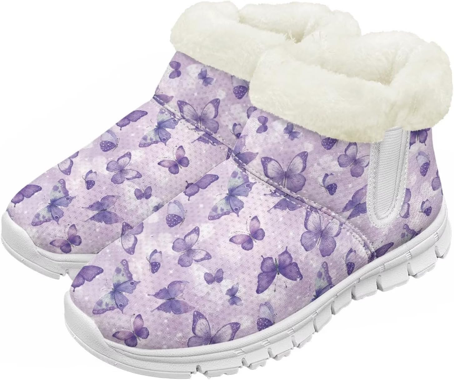 

Pzuqiu Зимние ботинки для девочек и мальчиков, ботильоны для детей с теплым мехом, противоскользящие, для прогулок, белая подошва