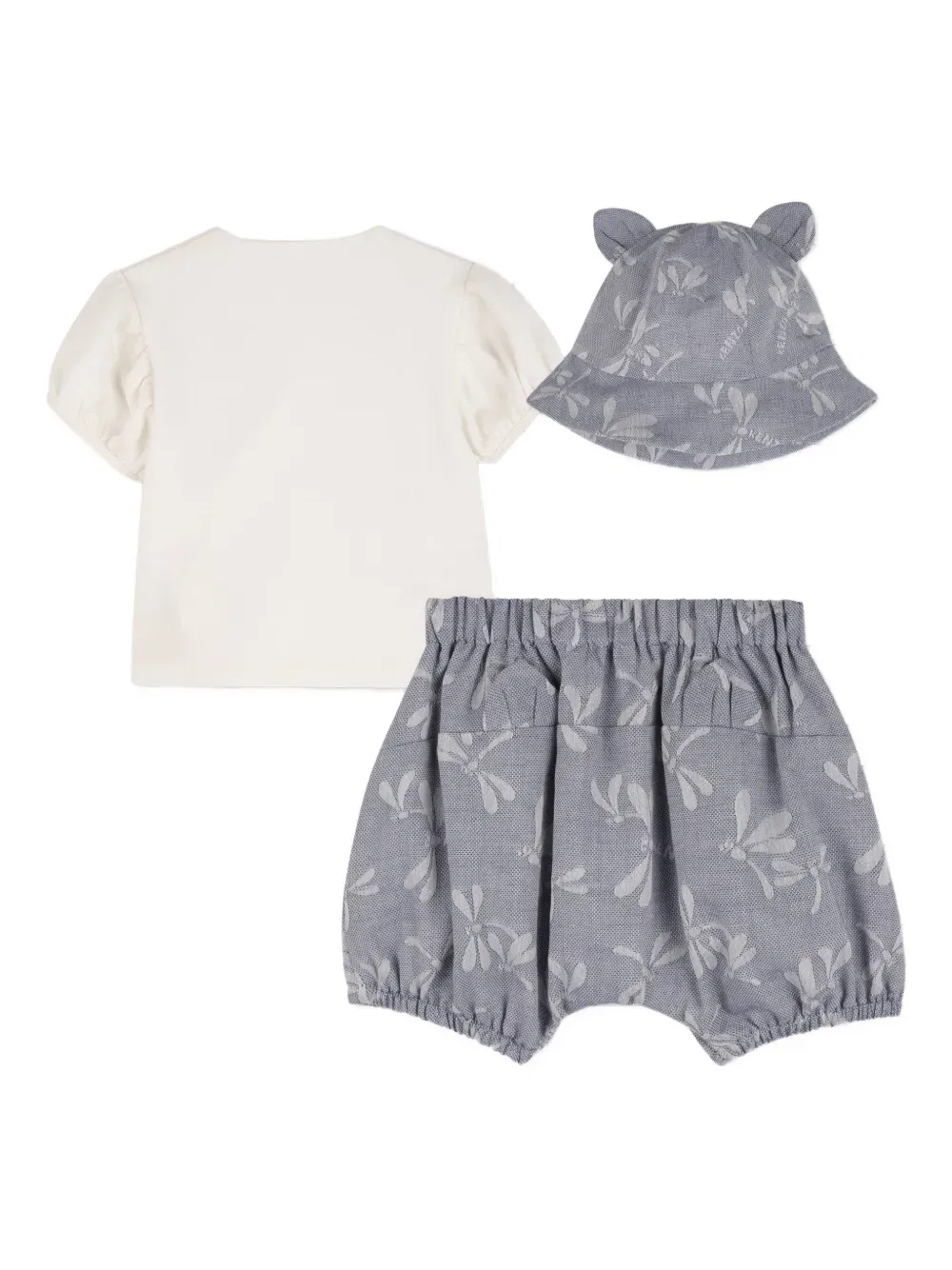 Детский комбинезон с принтом стрекоз (комплект из трех штук) Kenzo Kids, серый — фото 2