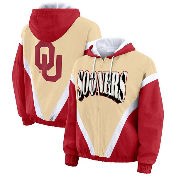 

Женская худи-ветровка Oklahoma Sooners с золотыми и малиновыми вставками на молнии Wear By Erin Andrews