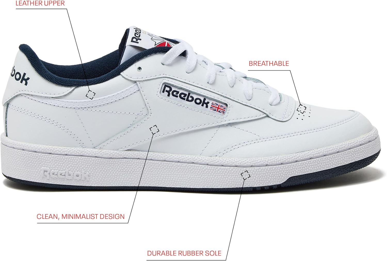 Мужские кроссовки Reebok Club C 85, повседневная спортивная обувь белого цвета для мужчин — фото 3