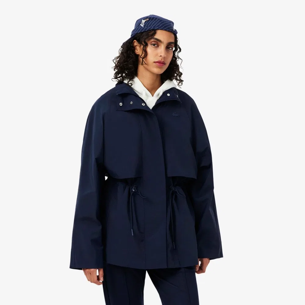 Куртка Lacoste таслан с высоким воротником, тёмно-синяя