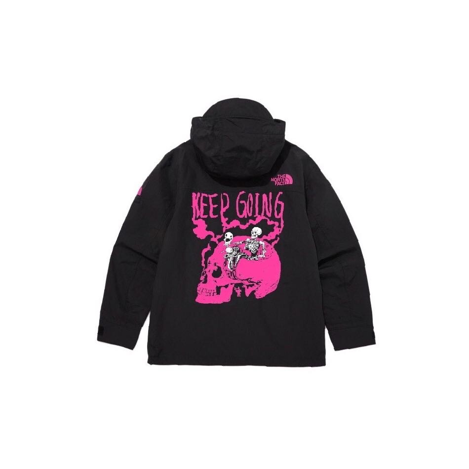 

Ветровка куртка унисекс черный/розовый The North Face