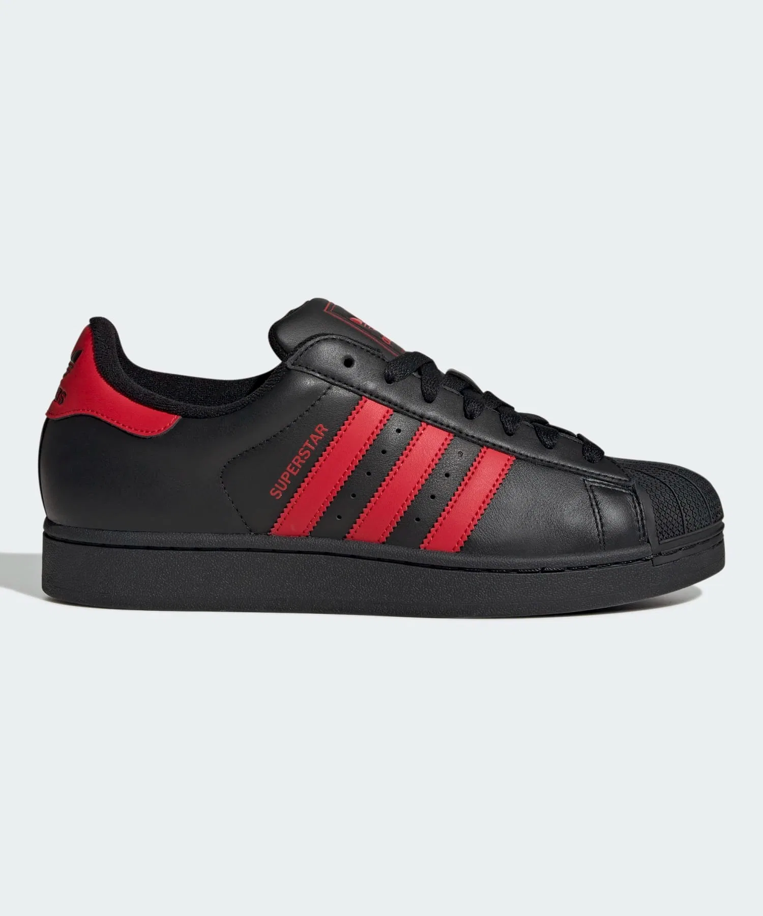 Унисекс кроссовки Adidas Superstar II из натуральной кожи чёрно-красные