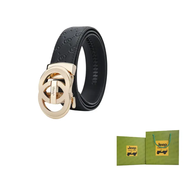 

Мужской ремень из коровьей кожи с фурнитурой из цинкового сплава, ширина 35 см Jeep, champagne золото+черный embossed