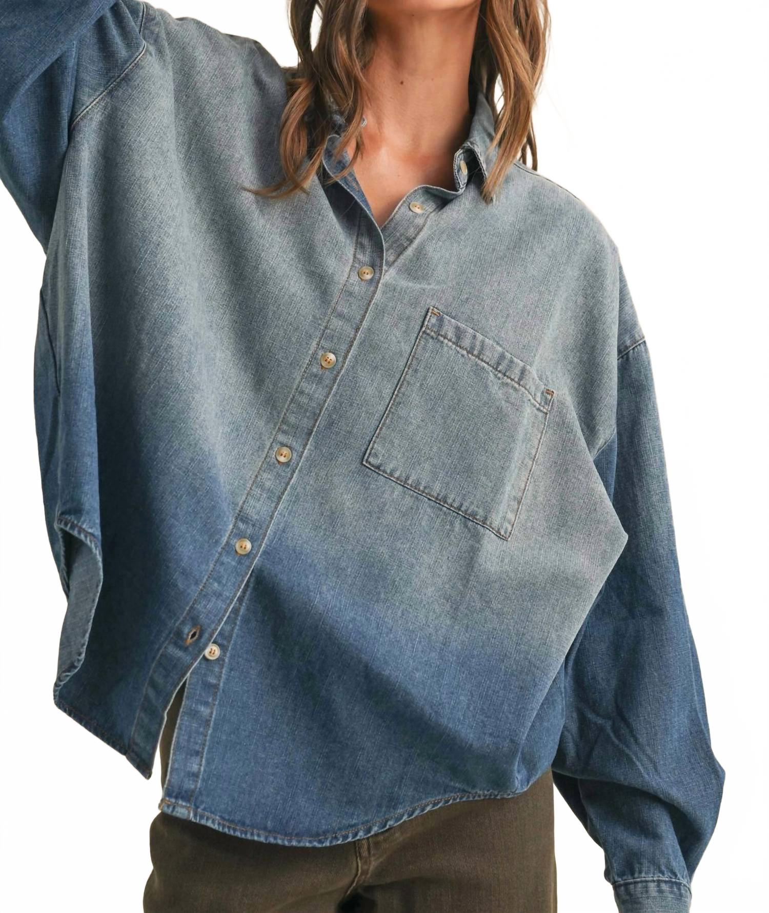 

Джимовая рубашка с медленным выгоранием в винтажном стиле MIOU MUSE, Vintage Denim