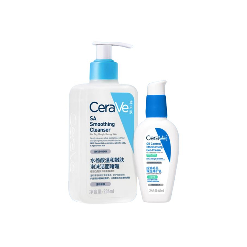 

Набор для ухода за кожей с салициловой кислотой: очищающее средство + лосьон для контроля жира, увлажняющий и восстанавливающий, очищение 236мл+60мл/473мл+60мл CeraVe
