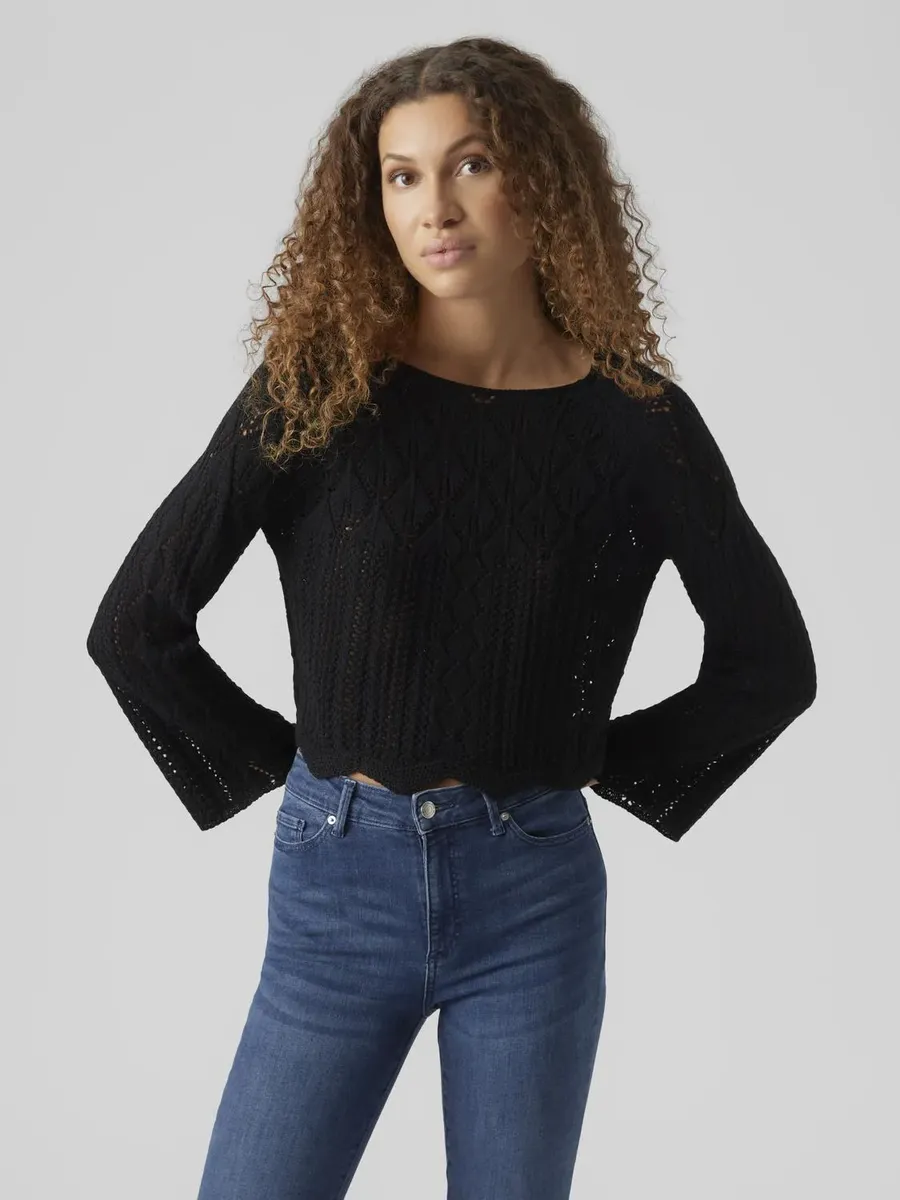 

Вязаный свитер Vero Moda "VMGINGER 3/4 BOATNECK PULLOVER GA NOOS", черный