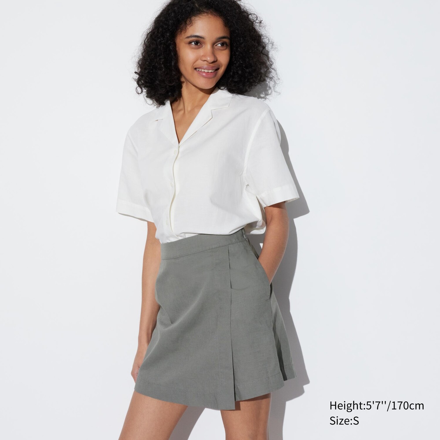 

Брюки из льняной смеси UNIQLO, оливково-зеленый