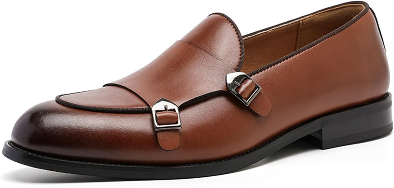 

Мужские кожаные лоферы с двойным монк-ремнем Abborora, коричневый