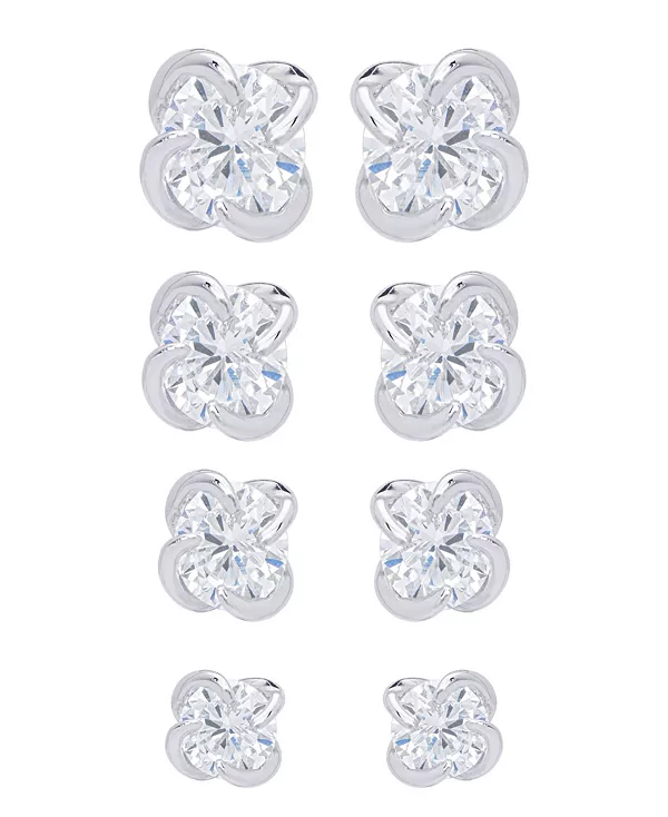 

Серьги-Гвоздики разноцветные круглые серебряные, набор из 4 шт. Macy'S, white