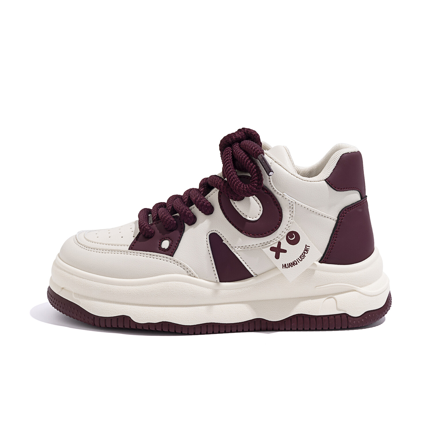 

Кроссовки HUANQIU Skateboarding Shoes Women's Low-top Beige/Burgundy, бежевый