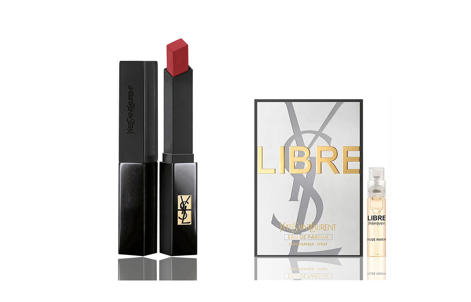 Подарочный набор Yves Saint Laurent: губная помада Rouge Pur Couture The Slim Matte Lipstick N°1966 + пробник парфюма Libre — фото 4