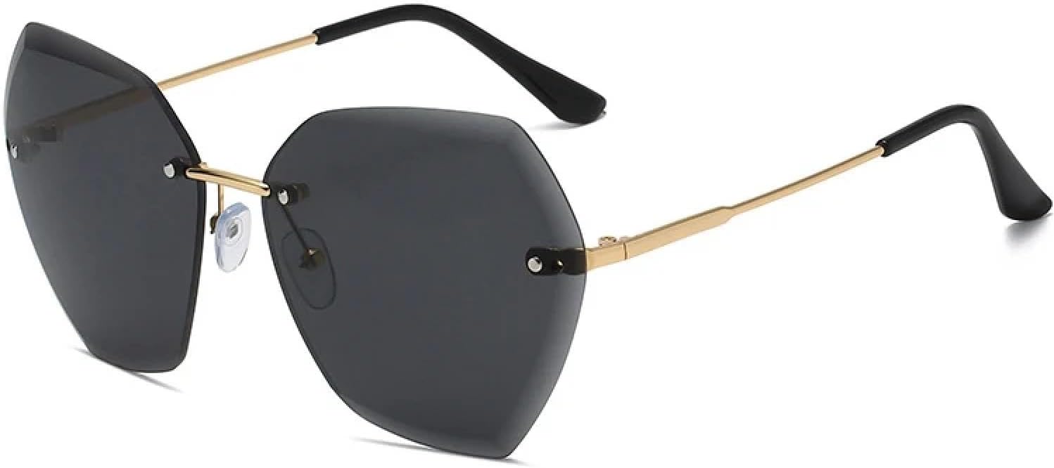 

Модные солнцезащитные очки без оправы неправильной формы для женщин и мужчин, в стиле ретро, ​​роскошные очки для активного отдыха и путешествий, солнцезащитные очки UV400 TKKTLLT, Gold Gray