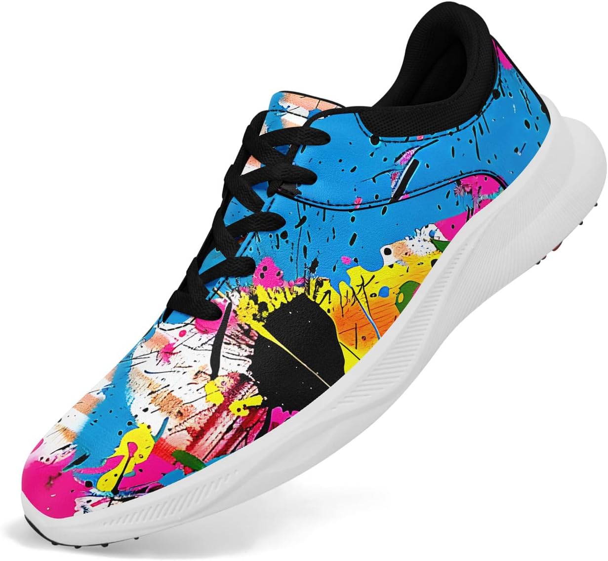

Гольф-кроссовки Graffiti для мужчин и женщин, без шипов, водонепроницаемые, широкие, наружная воздушная подошва, уличные, противоскользящие, удобные спортивные обувь Coolcustomize, Blue-pink-b