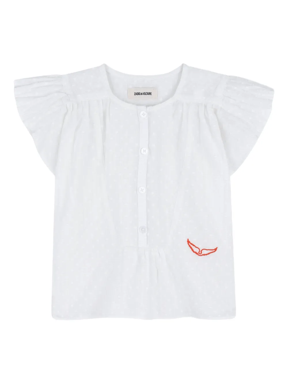 Блузка с оборками Zadig & Voltaire Kids, белый
