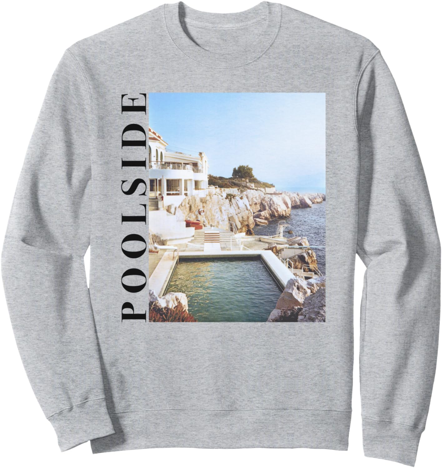 

Толстовка с фотореалистичным изображением бассейна и вертикальным жирным шрифтом Trendy Apparel, серый