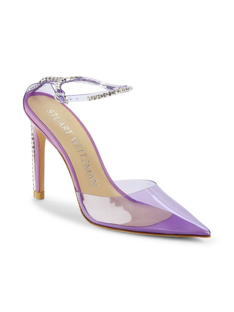 Прозрачные туфли Glam 100 с декорированной отделкой Stuart Weitzman, цвет Clear White — фото 2