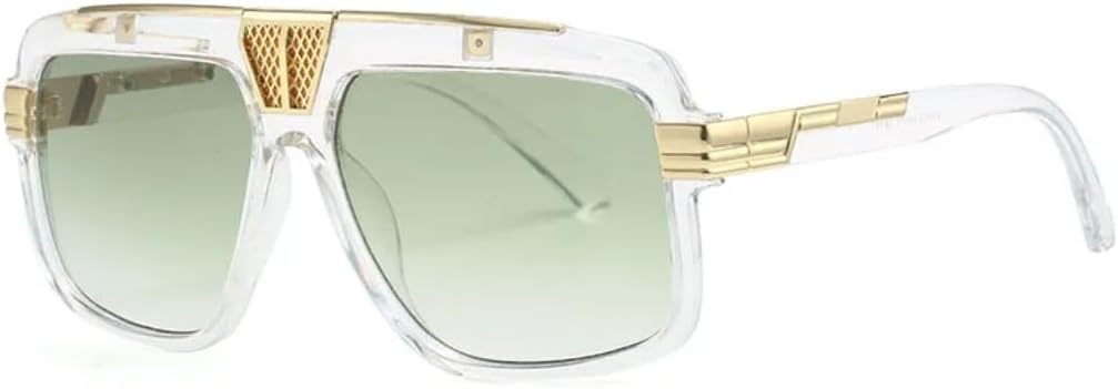 

Солнцезащитные очки в стиле стимпанк с плоской верхней частью для женщин и мужчин. Популярные солнцезащитные очки в винтажном стиле, роскошные панк-очки большого размера VVTWSSW, Clear Green