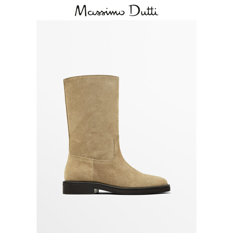 

Ботинки Massimo Dutti замшевые, песочный