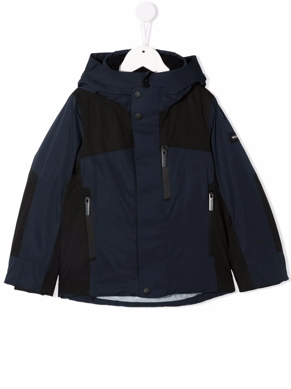 

Куртка в стиле колор-блок с капюшоном Woolrich Kids, синий
