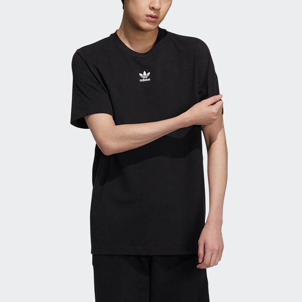 Футболка Men's adidas originals Ts Ss Tee Logo Printing Round Neck Sports Short Sleeve Black T-Shirt, мультиколор — фото 2
