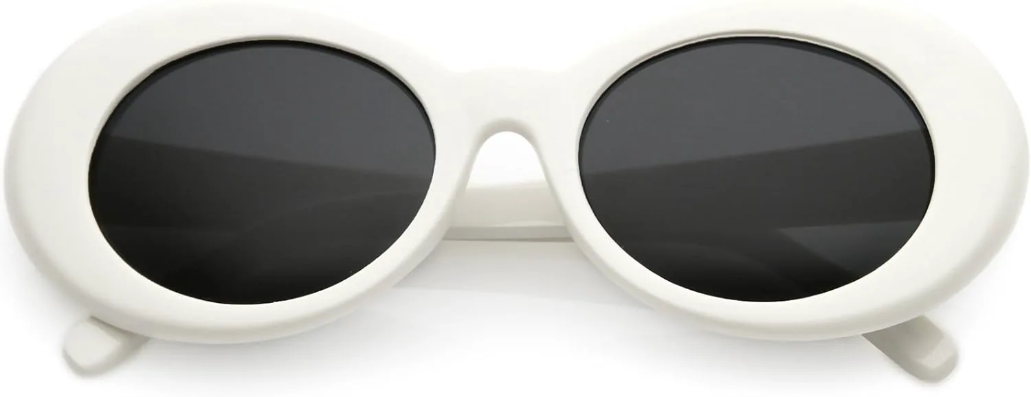 

zeroUV - Большие солнцезащитные очки в стиле ретро-мод с толстой оправой, нейтральными цветными линзами, широкими дужками, овальной формы, 53 мм, White / Smoke