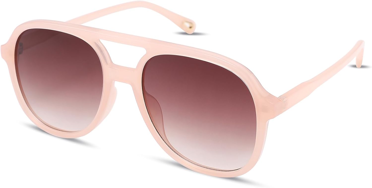 

Солнцезащитные очки-авиаторы Pro Acme Retro Square Polarized для женщин и мужчин, винтажные, в стиле 70-х, с двойной перемычкой, защита от УФ-излучения UV400, Pink/Gradient Brown