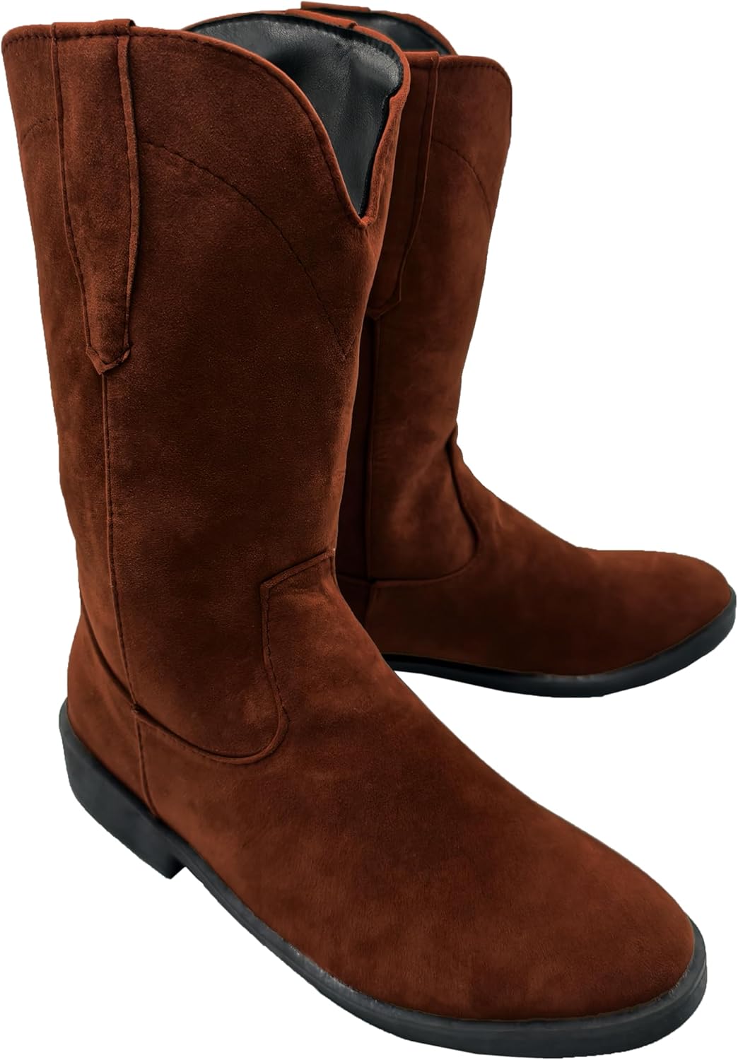 

Мужские ковбойские сапоги с круглым носком, вестерн, ретро, прочные, модные, на высокой шнуровке, противоскользящие Junqiako, коричневый