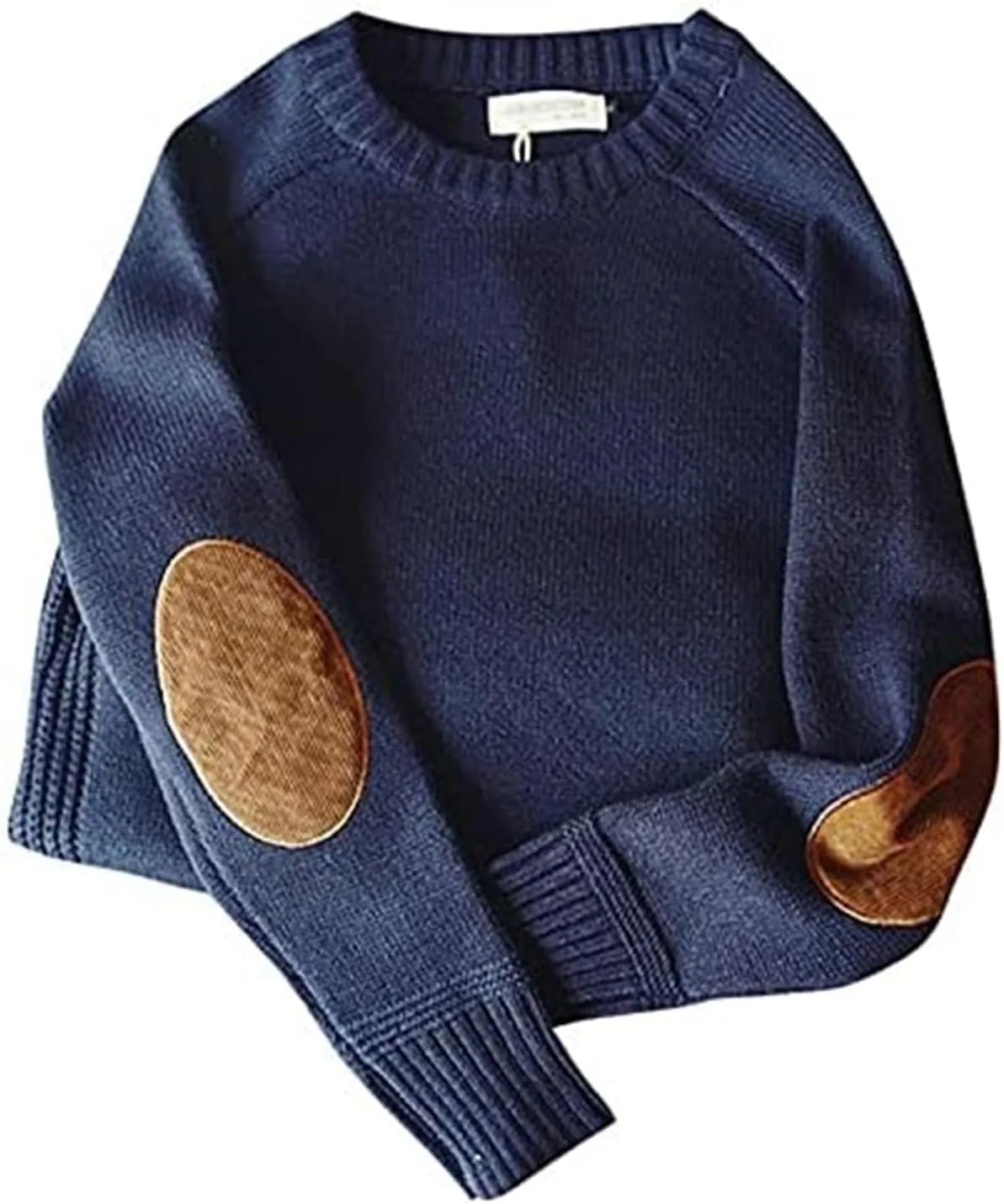 

Мужской свитер с налокотниками, вязаный винтажный PNZLZIA