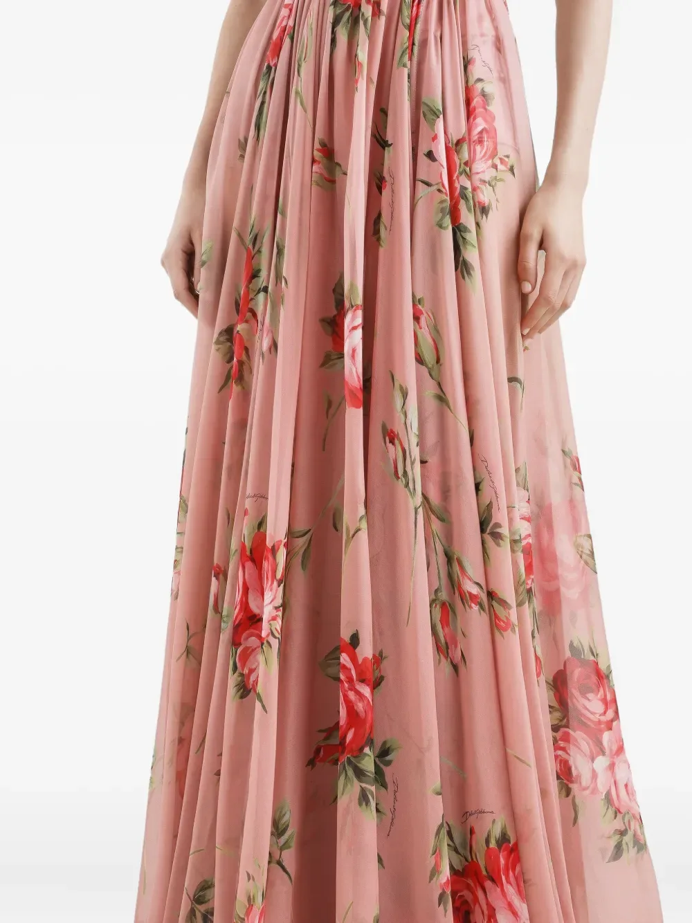 Платье с цветочным принтом DOLCE & GABBANA, розовый — фото 4