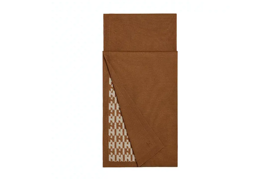 

HERMES Вязаный шарф мужской коричневый, Brown