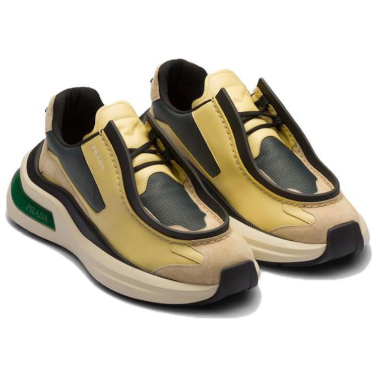 

Брогированные кожаные кроссовки из велосипедной ткани замша ванильный антрацит зеленый PRADA