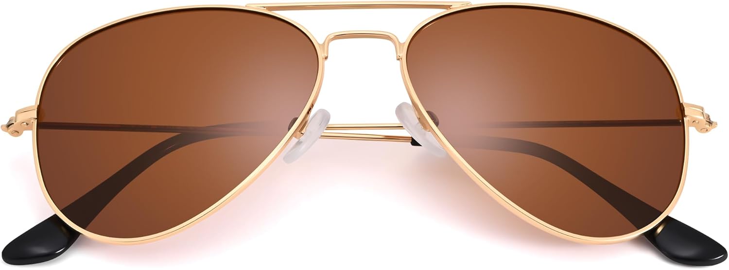 

Поляризованные солнцезащитные очки-авиаторы Pro Acme Classic для женщин и мужчин, легкая металлическая оправа в стиле «пилот», защита от УФ-излучения UV400, ширина линз 58 мм, B | Gold Frame| Brown Lens