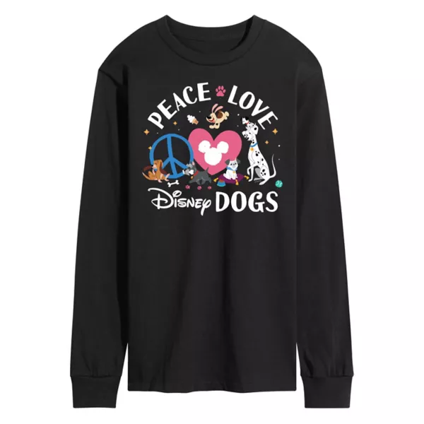 

Мужская футболка с длинным рукавом Peace Love Dogs Disney, черный